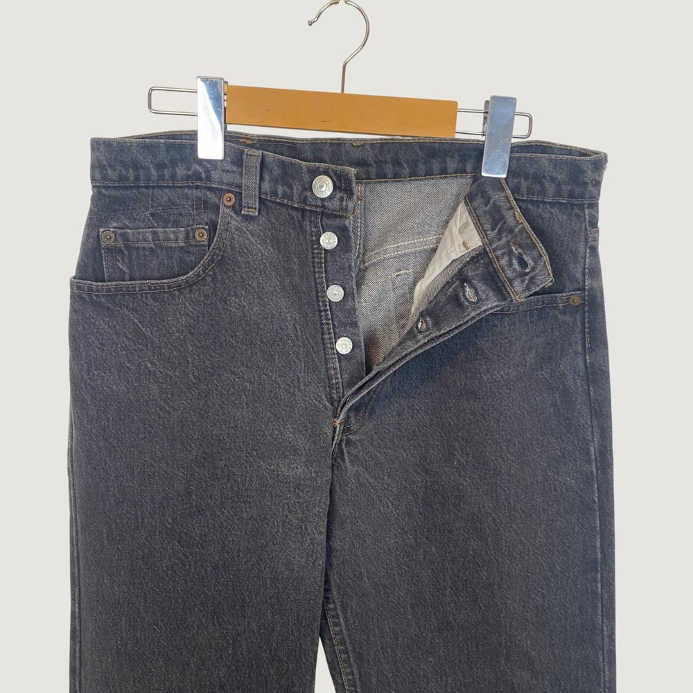 VTG 80s Levis 501 32x34 Faded Black/Gray Straight Leg Button Fly Jeans Canada